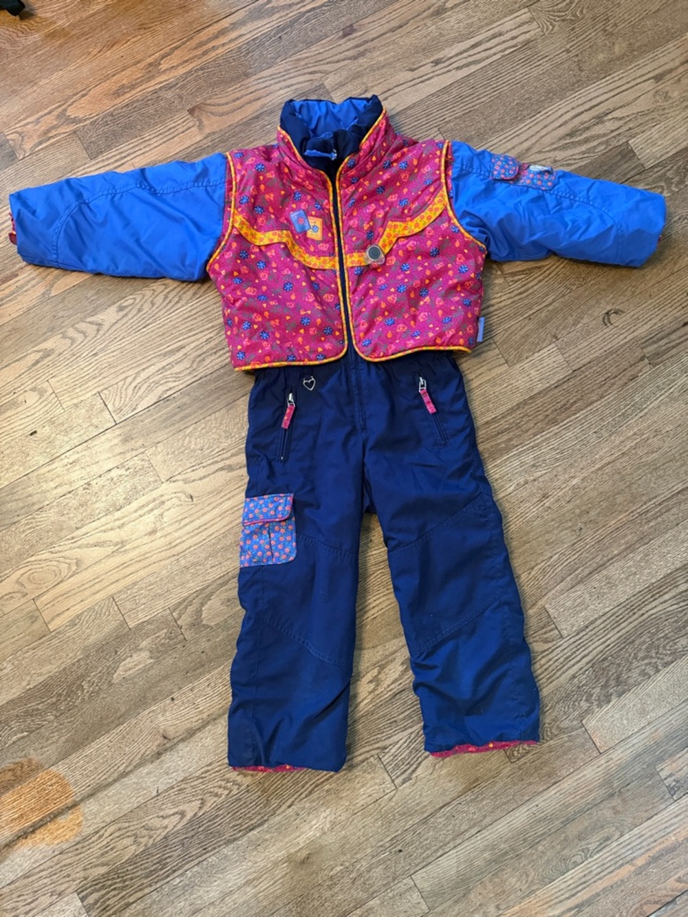 Obermeyer Girls Blue Floral Ski Suit-Size 5